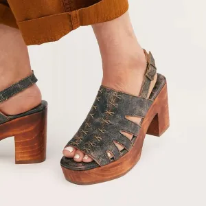Free People x Bed Stu Tessa Clogs with Chunky Wooden Heel