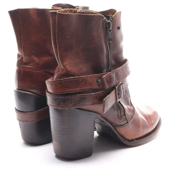 Freebird by Steven Women Leather BAMA Heeled Ankle Boots Booties Size 9 Brown