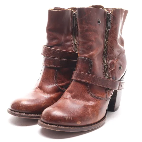 Freebird by Steven Women Leather BAMA Heeled Ankle Boots Booties Size 9 Brown
