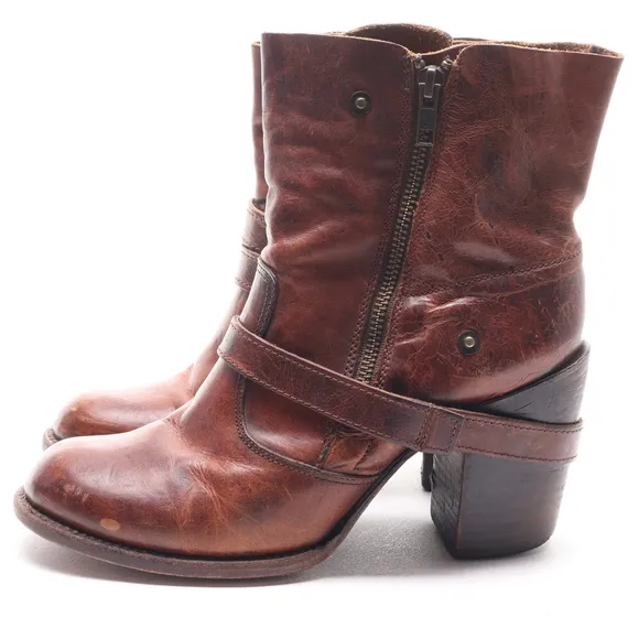 Freebird by Steven Women Leather BAMA Heeled Ankle Boots Booties Size 9 Brown