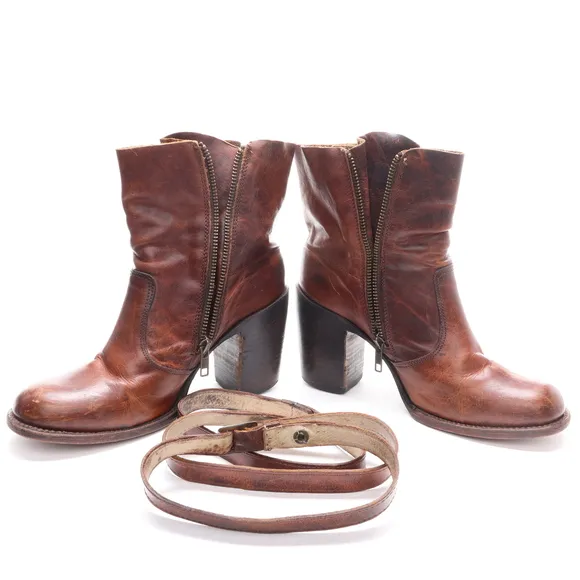 Freebird by Steven Women Leather BAMA Heeled Ankle Boots Booties Size 9 Brown
