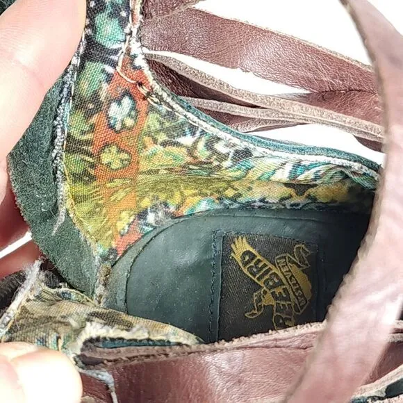 FREEBIRD BY STEVEN Women's Penny US9M Green Leather Distressed Sandals