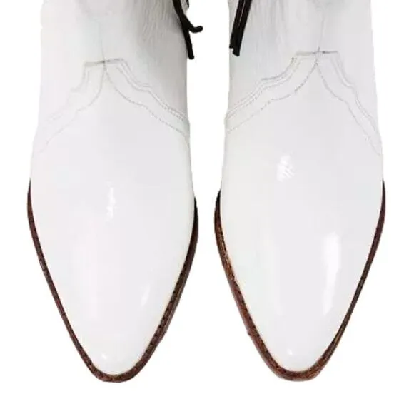 Free People New Frontier White Patent Leather Western Booties OB888602 Size 6