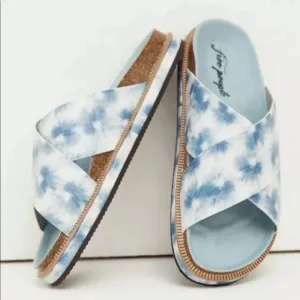 Free People Sandals Sidelines Straps Blue Tie Dye