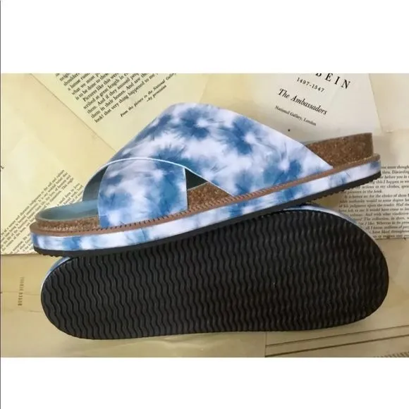 Free People Sandals Sidelines Straps Blue Tie Dye