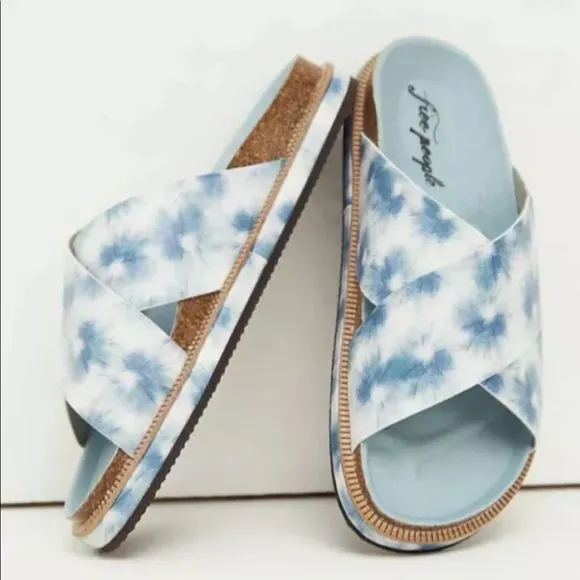 Free People Sandals Sidelines Straps Blue Tie Dye