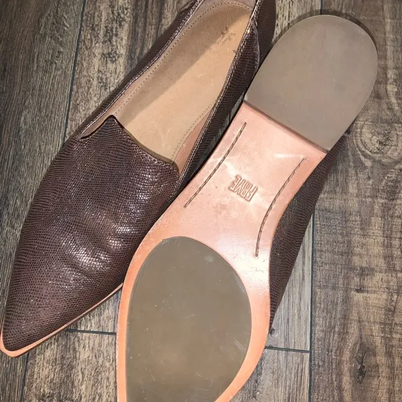 Frye Women's Metallic 11 Kenzie Venetian Flats Loafers Croc Pointed spring boho