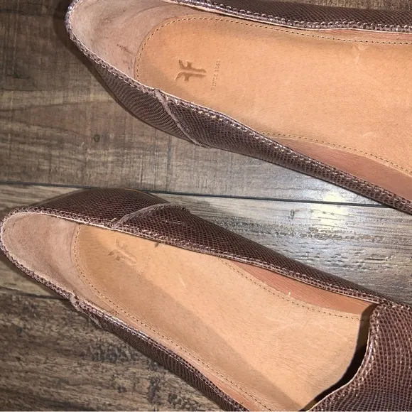 Frye Women's Metallic 11 Kenzie Venetian Flats Loafers Croc Pointed spring boho