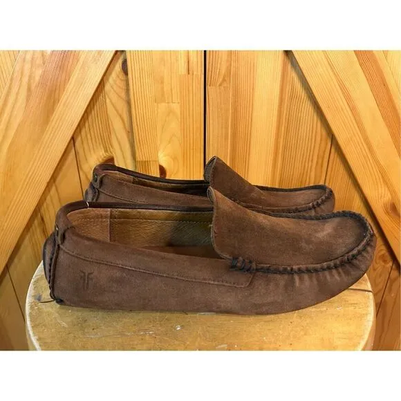 Frye Men's Driving Brown Suede Loafers Shoes sz 8