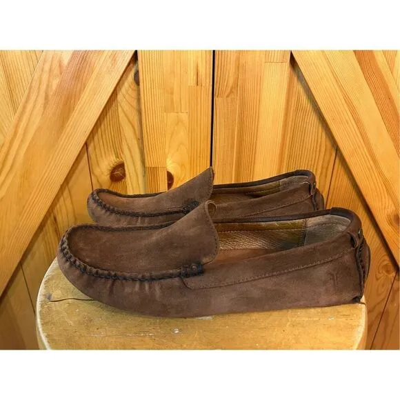 Frye Men's Driving Brown Suede Loafers Shoes sz 8