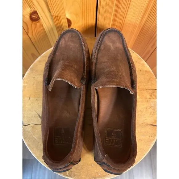 Frye Men's Driving Brown Suede Loafers Shoes sz 8