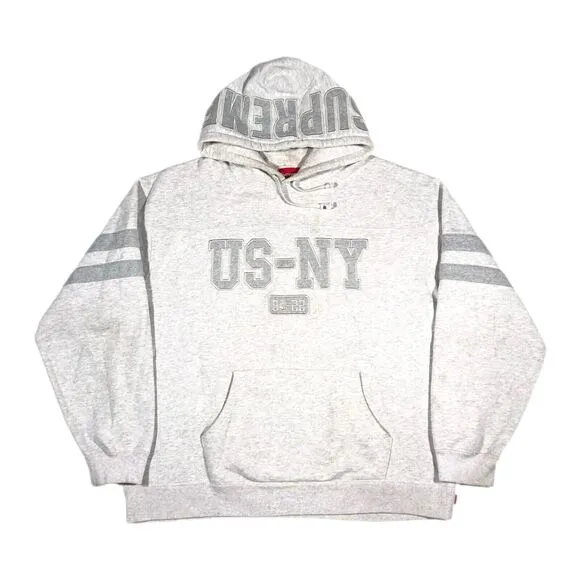 FW22 Supreme US-NY Hoodie Sweater Pullover Ash Grey size XXL 2XL Streetwear B34