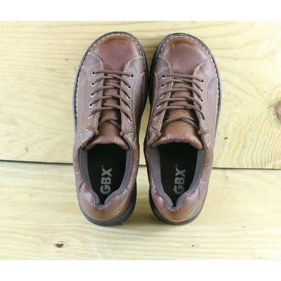 GBX Mens Shoes Loafers 9.5M Leather Lace Ups Brown Ridgewood