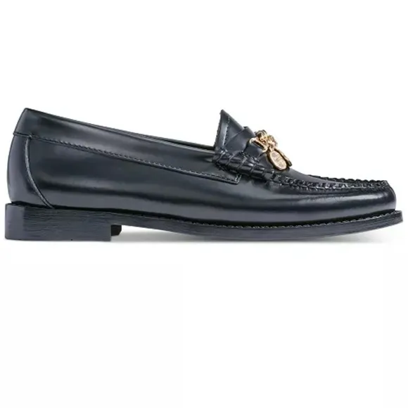 G.H. Bass &amp; Co. Women’s Penny Black Loafers with Gold Accents NIB!