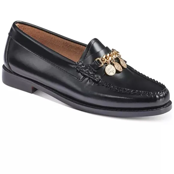 G.H. Bass &amp; Co. Women’s Penny Black Loafers with Gold Accents NIB!