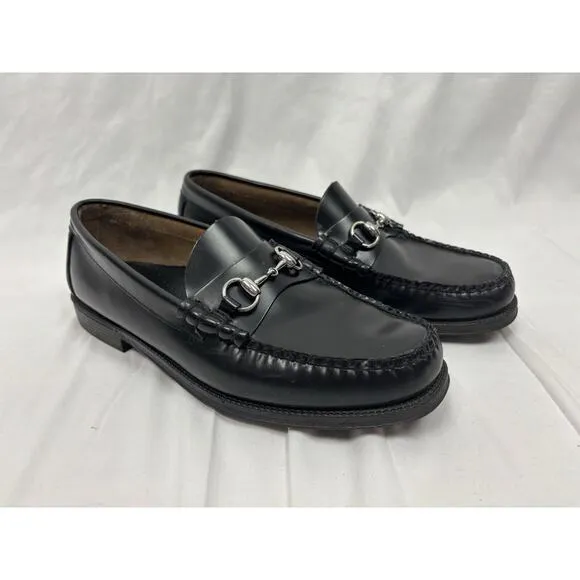 G.H. BASS MENS WEEJUNS Lincoln Bit Loafer Shoe Black Slip On Leather Size 9.5