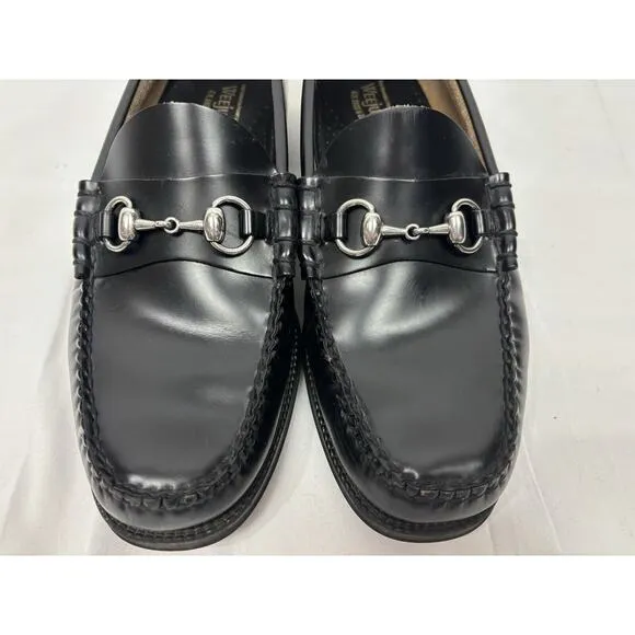 G.H. BASS MENS WEEJUNS Lincoln Bit Loafer Shoe Black Slip On Leather Size 9.5