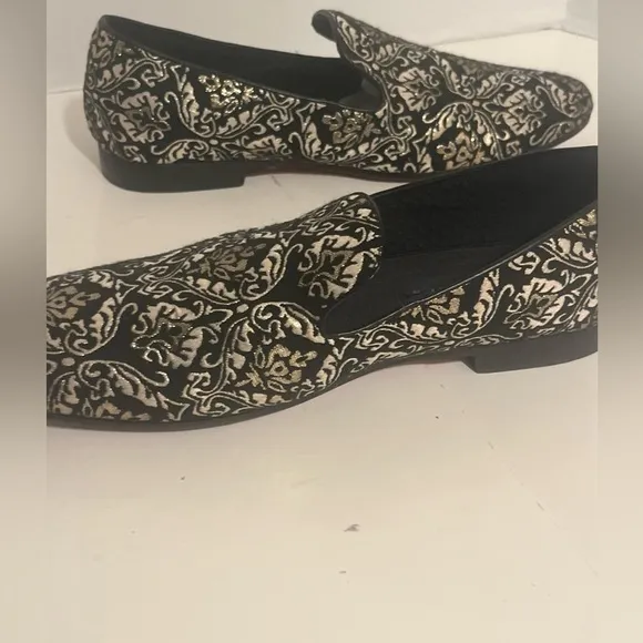 Giorgio Brutini Callas Holiday Black Gold Brocade Loafer Smoking Shoes 10