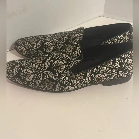 Giorgio Brutini Callas Holiday Black Gold Brocade Loafer Smoking Shoes 10
