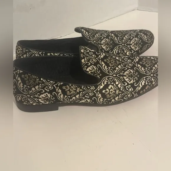 Giorgio Brutini Callas Holiday Black Gold Brocade Loafer Smoking Shoes 10