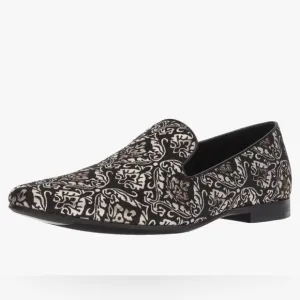 Giorgio Brutini Callas Holiday Black Gold Brocade Loafer Smoking Shoes 10