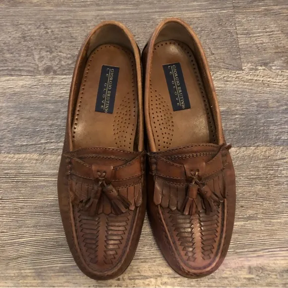 Giorgio Brutini Le Glove Brown Leather Loafers Shoes Mens Size 10 Nice Easter
