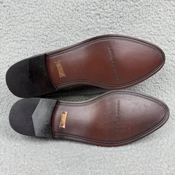 Giorgio Brutini Loafers Mens 10 Shoes Grey Genuine Snake Skin Slip On Vintage