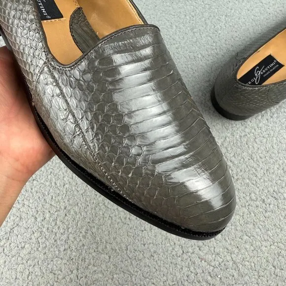 Giorgio Brutini Loafers Mens 10 Shoes Grey Genuine Snake Skin Slip On Vintage