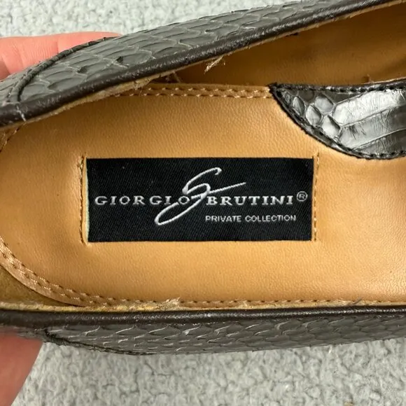 Giorgio Brutini Loafers Mens 10 Shoes Grey Genuine Snake Skin Slip On Vintage