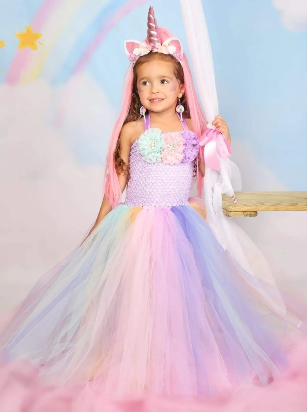 Girls Unicorn Princess Tutu Costume Dress