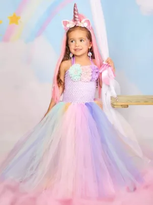 Girls Unicorn Princess Tutu Costume Dress