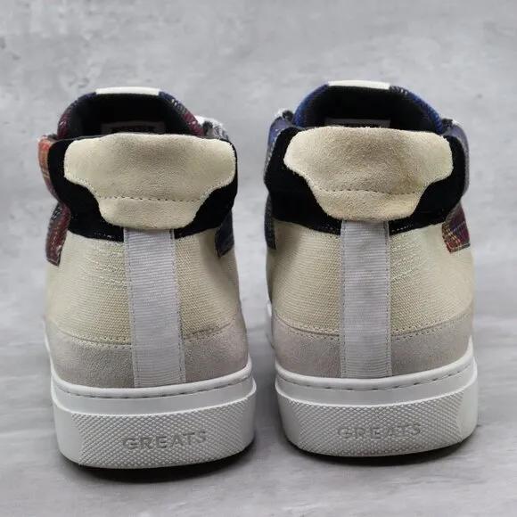 Greats‎ Brooklyn Royale High Patchwork Mens 13M US White Plaid High Top Sneakers