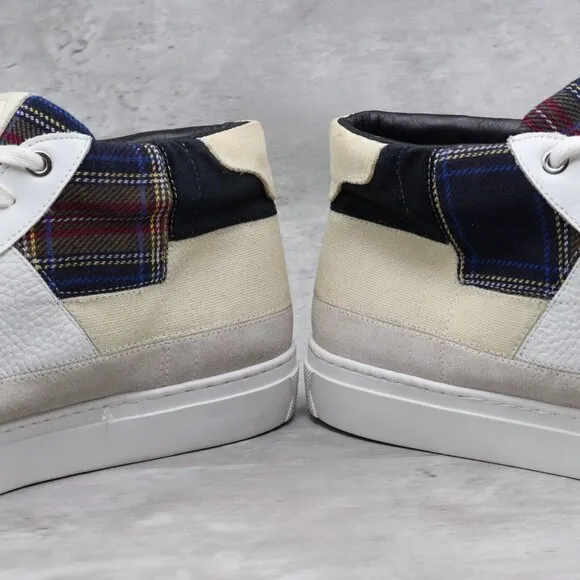 Greats‎ Brooklyn Royale High Patchwork Mens 13M US White Plaid High Top Sneakers