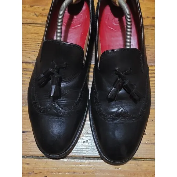 GRENSON Black Leather Tassel Loafers Shoes Men 9 Made In England