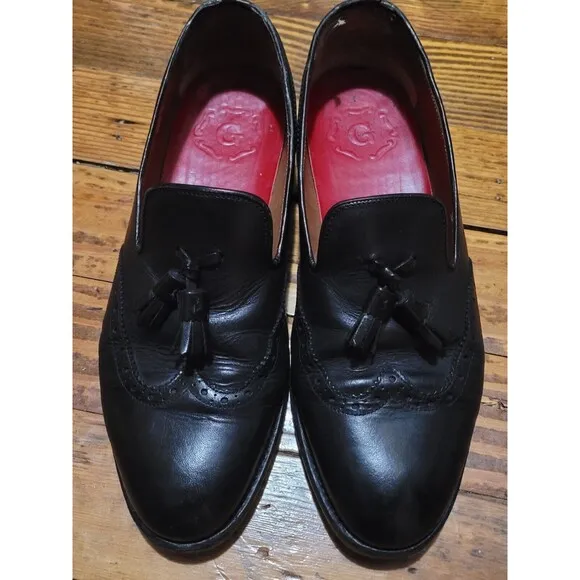 GRENSON Black Leather Tassel Loafers Shoes Men 9 Made In England