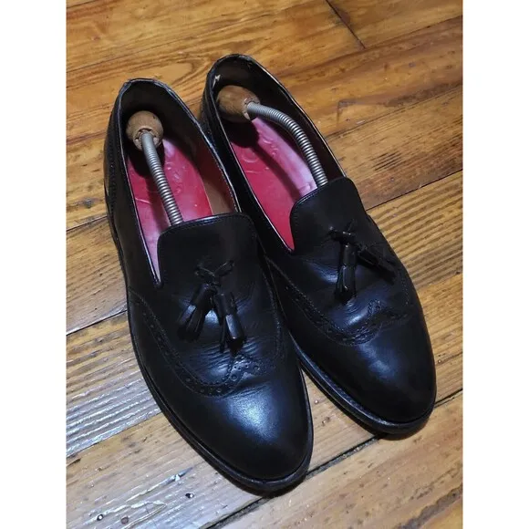 GRENSON Black Leather Tassel Loafers Shoes Men 9 Made In England