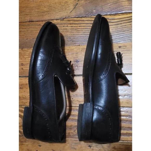 GRENSON Black Leather Tassel Loafers Shoes Men 9 Made In England
