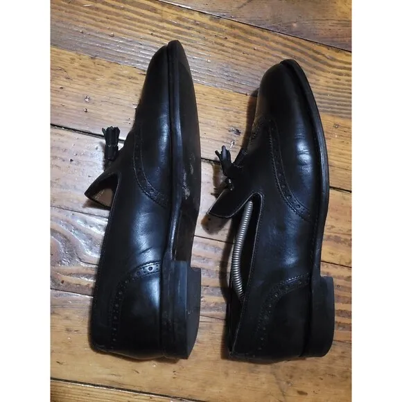 GRENSON Black Leather Tassel Loafers Shoes Men 9 Made In England