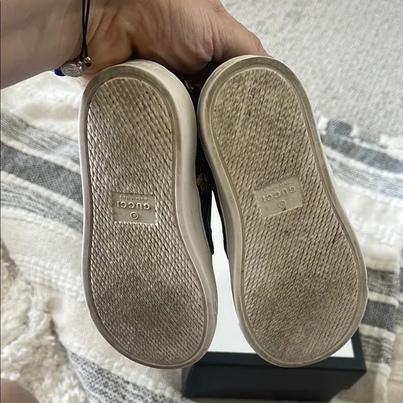 Gucci Kids Black and Gold Star Slip-On Shoes