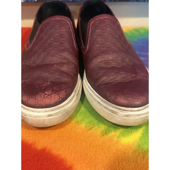 Gucci Shoes Microguccissima Leather Slip On Sneakers 466872 Size 8