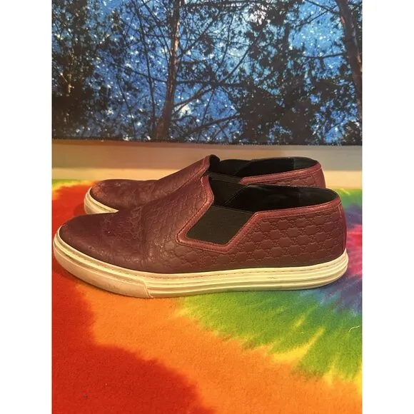Gucci Shoes Microguccissima Leather Slip On Sneakers 466872 Size 8
