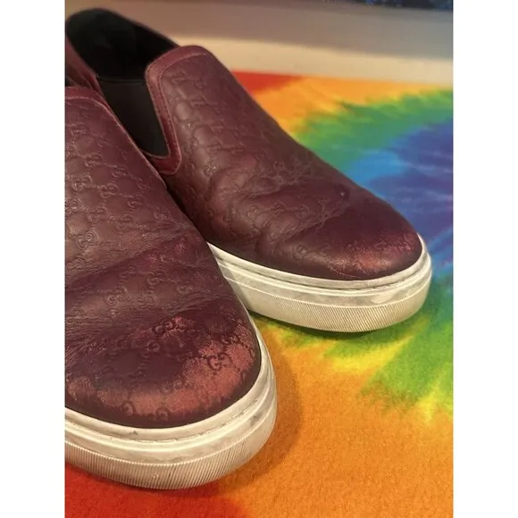 Gucci Shoes Microguccissima Leather Slip On Sneakers 466872 Size 8