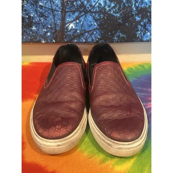 Gucci Shoes Microguccissima Leather Slip On Sneakers 466872 Size 8