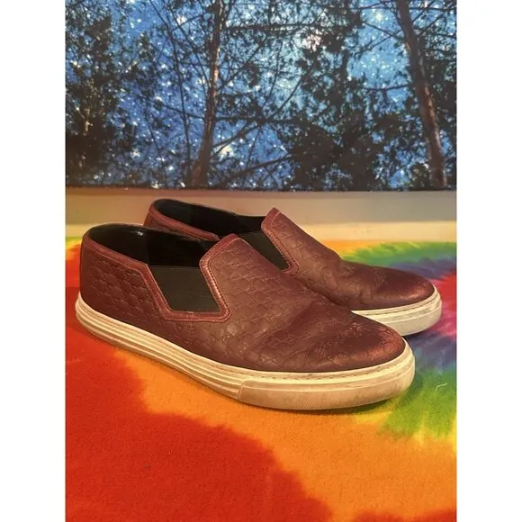 Gucci Shoes Microguccissima Leather Slip On Sneakers 466872 Size 8