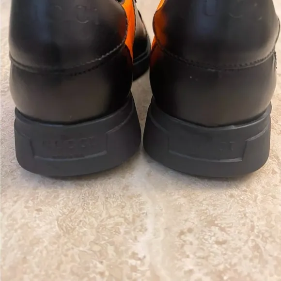 Gucci Women’s Shoes Black Orange Sneakers NWT SAKS FIFTH AVE AUTH 5.5 Leather