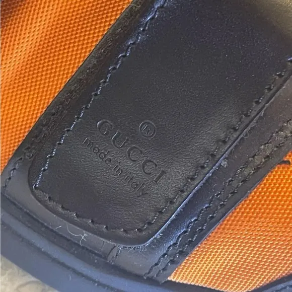 Gucci Women’s Shoes Black Orange Sneakers NWT SAKS FIFTH AVE AUTH 5.5 Leather