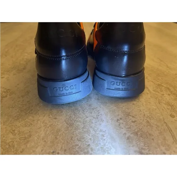 Gucci Women’s Shoes Black Orange Sneakers NWT SAKS FIFTH AVE AUTH 5.5 Leather