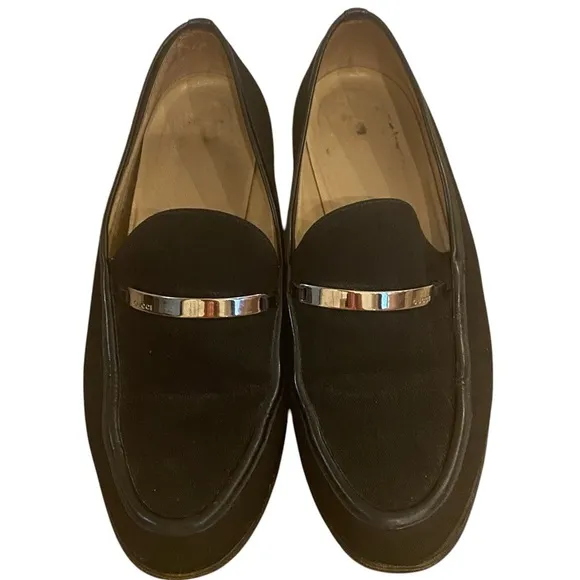 GUCCI Womens Vintage Black Fabric Top Slip On Loafers