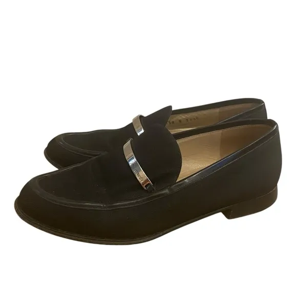 GUCCI Womens Vintage Black Fabric Top Slip On Loafers