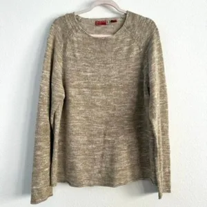 Guess Vintage Knit Sweater Tan &amp; Cream Soft Knit, Women's Small Cottagecore Boho